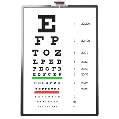 A snellen Chart used for eye exams.